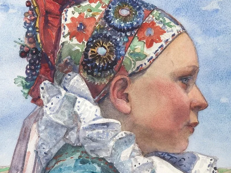 1879-Vincent Plesnivý - Profilo di testa di ragazza